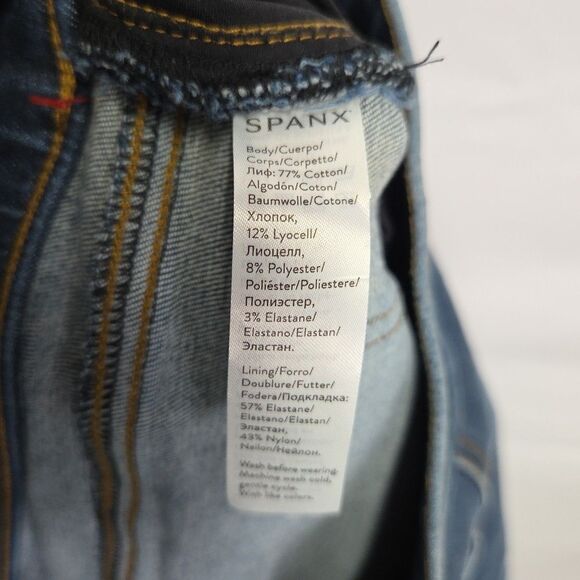 Spanx Jeans Size M Distressed Ankle Skinny Jeans Medium Wash Pull-On Blue Denim - Picture 8 of 8